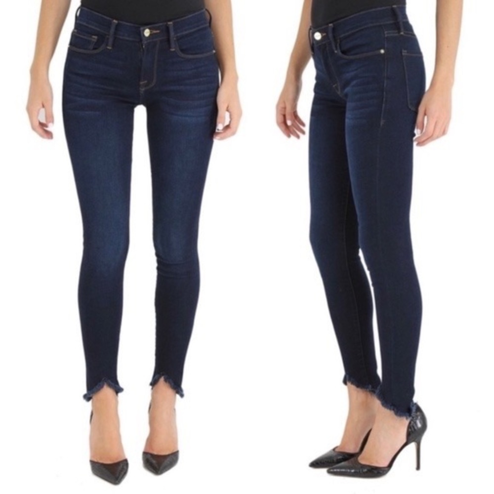 FRAME Le Skinny de Jeanne sweetheart hem jeans. Longstreet wash